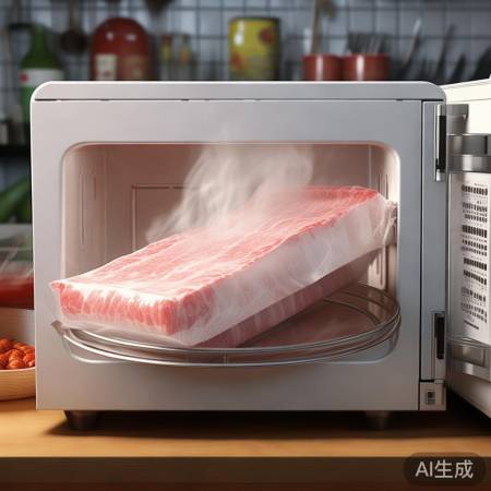微波炉快速解冻腊肉