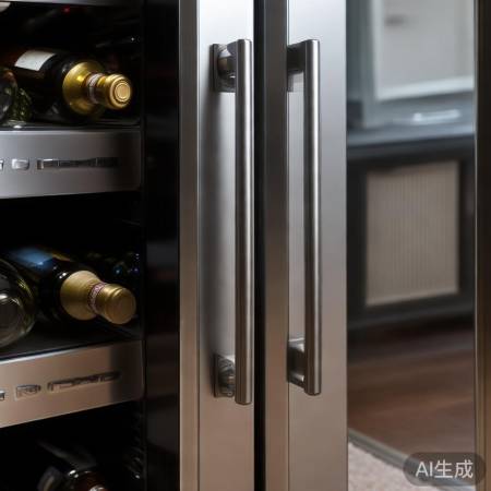 红酒柜门把手开关，易沾指纹。