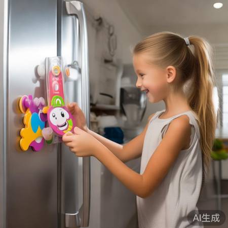 “马尾辫女孩冰箱贴，易贴易调。