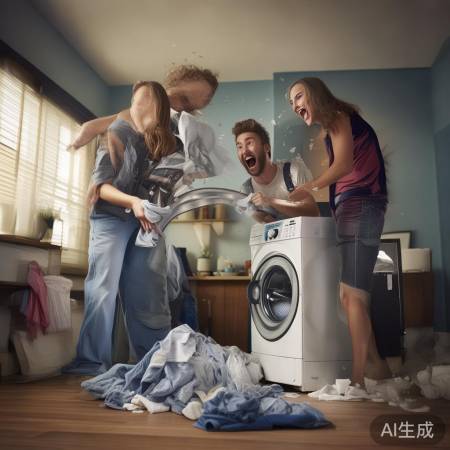 夫妻洗衣机意外甩出