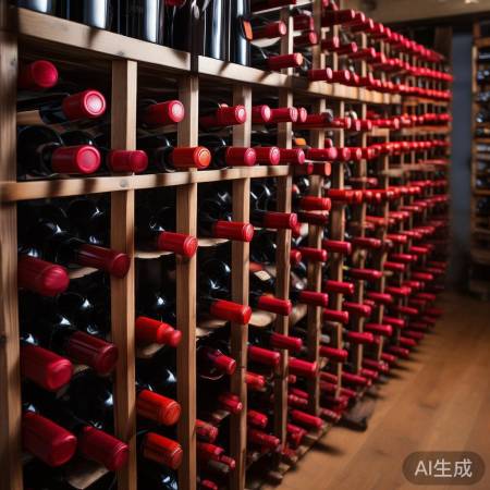 红酒摆放：左新右旧