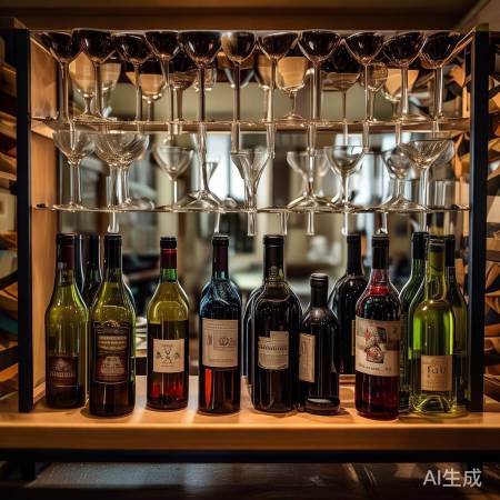 酒架错落有致，红酒横放防干燥