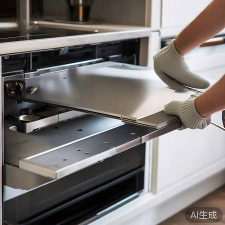 轻撬集成灶盖板，小心勿损