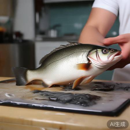 挑选洗净鲈鱼，准备冷冻