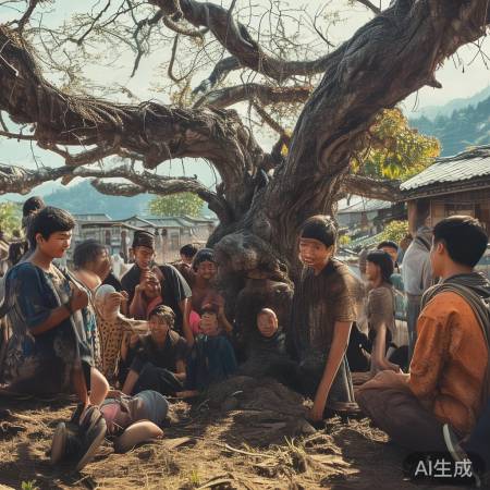 花少北热转区，青年乐土，槐树下