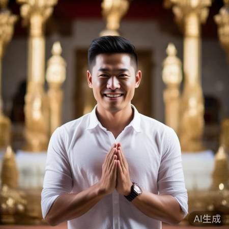 泰国游客虔诚许愿
